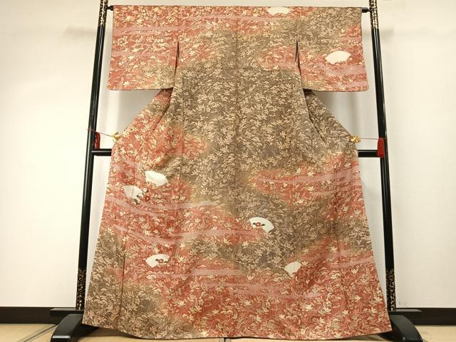 平和屋着物●訪問着 刺繍 地紙花文 金糸 金彩 正絹 逸品 AABD8719fy
