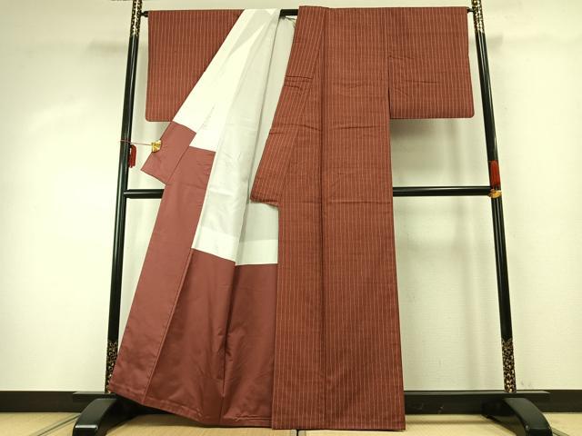 平和屋着物●上質な紬 立涌文 正絹 逸品 AABD8731fy