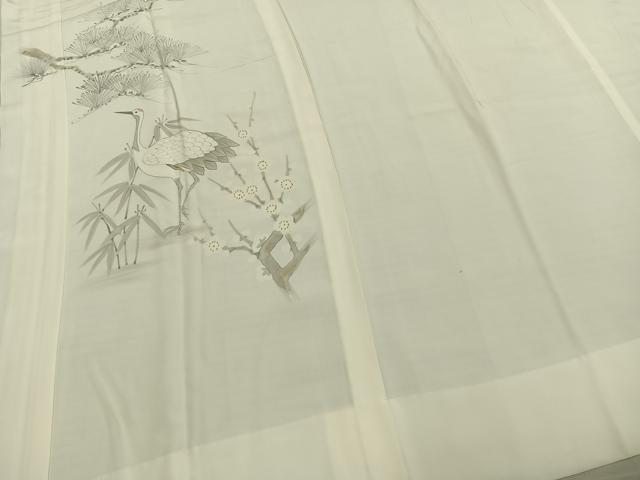 平和屋着物●長襦袢 無双仕立て 手描き 松竹梅 鶴 半衿刺繍 正絹 逸品 AABD8732fy