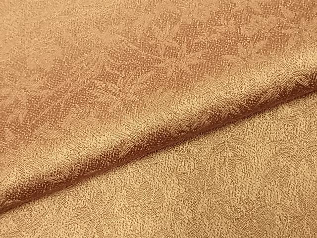 平和屋着物●染色作家 奥田祐斎 色無地 舞葉地紋 璃寛茶色 正絹 逸品 AABD8737fy