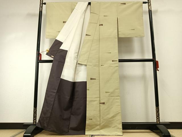 平和屋着物●上質な紬 扇 正絹 逸品 AABD8746fy