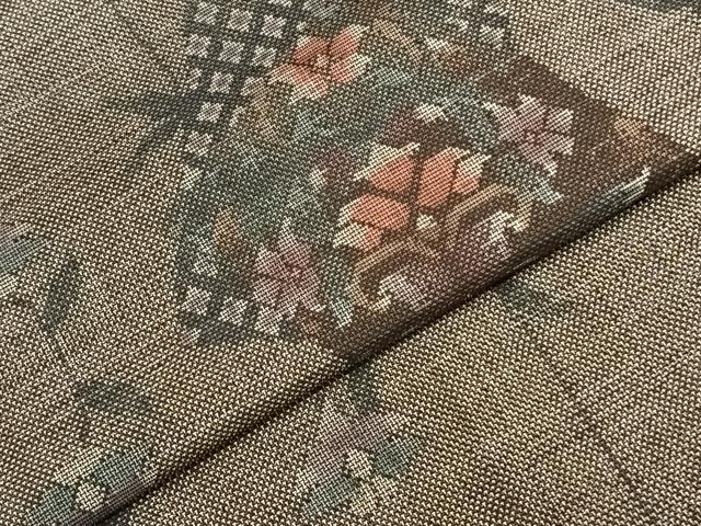平和屋着物●本場大島紬 カタス9マルキ 色紙重ね花文 正絹 逸品 AABD8798fy