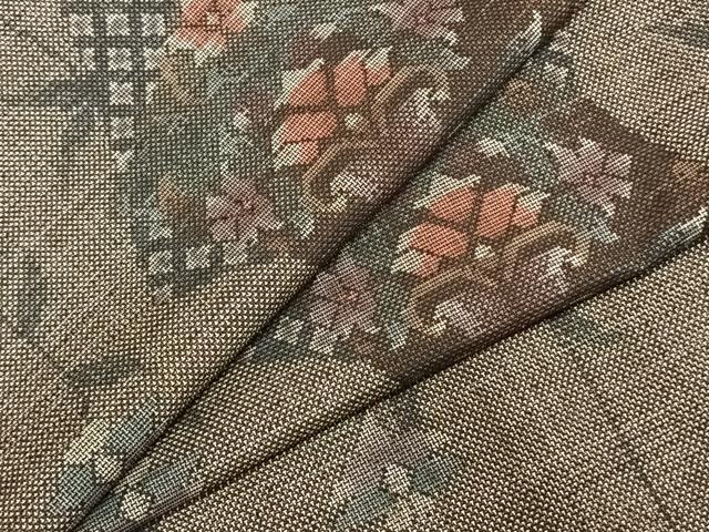 平和屋着物●本場大島紬 カタス9マルキ 色紙重ね花文 正絹 逸品 AABD8798fy