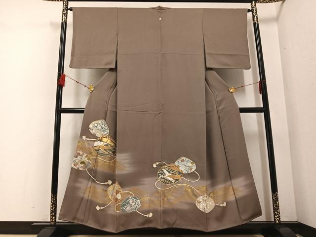 平和屋着物●豪華色留袖 駒刺繍 貝合わせ立波草花文 暈し染め 金彩 正絹 逸品 AABD8850ph