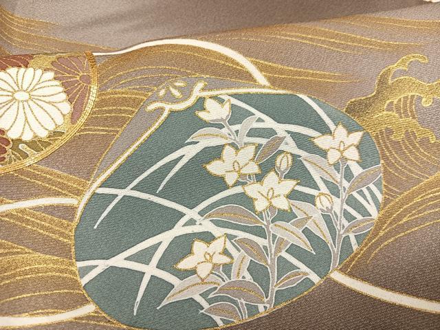 平和屋着物●豪華色留袖 駒刺繍 貝合わせ立波草花文 暈し染め 金彩 正絹 逸品 AABD8850ph