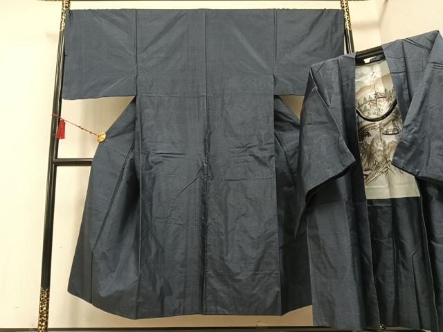 平和屋着物●男性 本場村山大島紬 アンサンブル 亀甲絣 正絹 逸品 AABD8858ph