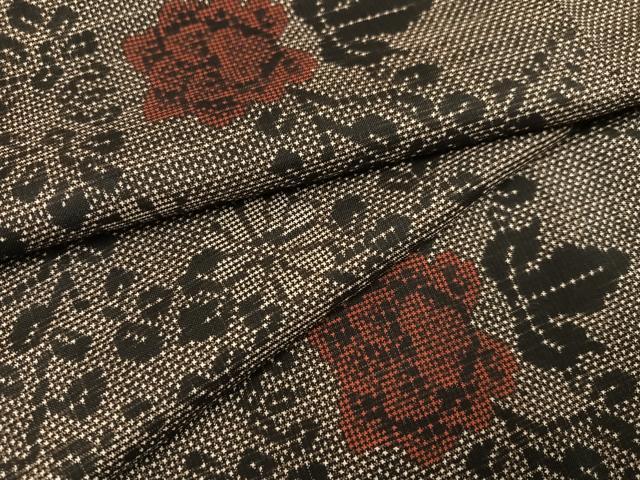 平和屋着物○本場大島紬 一元7マルキ 草花文 正絹 逸品 AABD8862ph