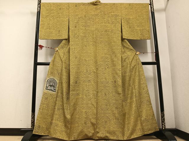 平和屋着物▽胡里紬 単衣 縞 反端付き 正絹 逸品 AABC0477fy