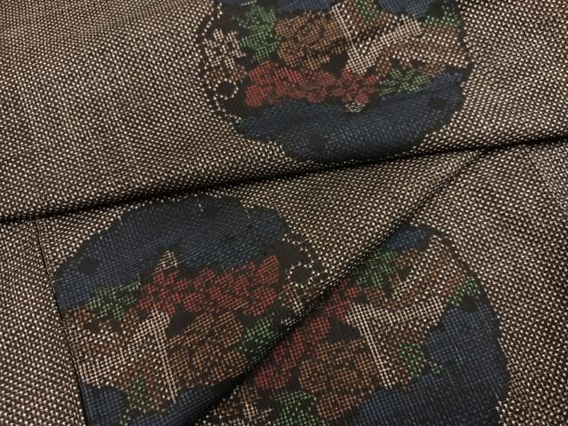平和屋着物●本場大島紬 一元絣 雪輪花文 正絹 逸品 AABD8873ph