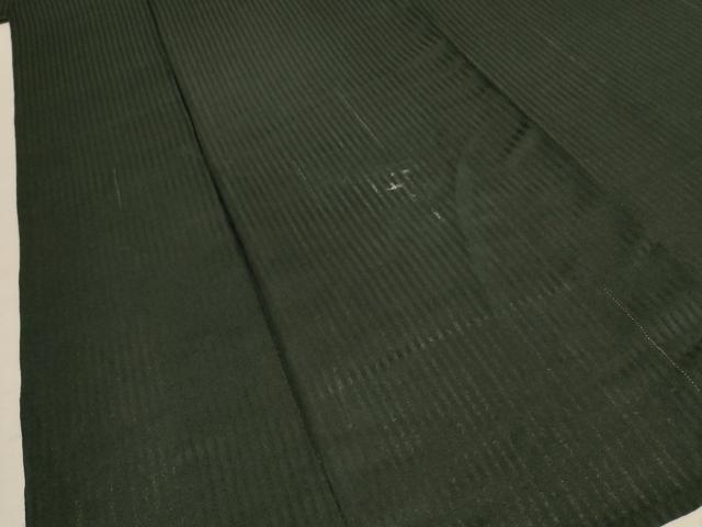 平和屋着物*夏物 色無地 紗 縞 黒緑色 正絹 逸品 AABD8891jd
