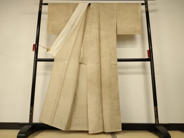 平和屋着物*夏物 小紋 紗紬 草葉文 正絹 逸品 AABD8920jd