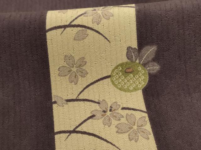 平和屋着物*夏物 小紋 縦絽 芝花間道 正絹 逸品 AABD8940jd