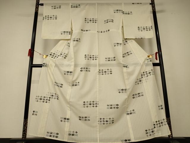 平和屋着物*夏物 小紋 絽 亀甲花文 洗える着物 AABD8953jd
