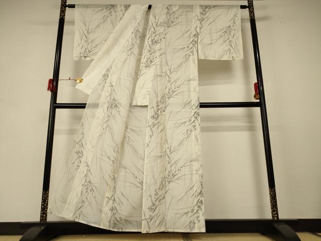 平和屋着物*夏物 小紋 絽 手描き 草葉文 洗える着物 AABD8956jd