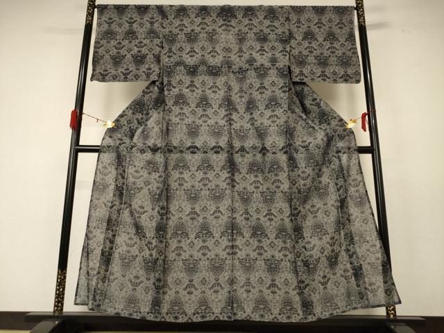平和屋着物*夏物 紗紬 幾何学文様 正絹 逸品 AABD8964jd