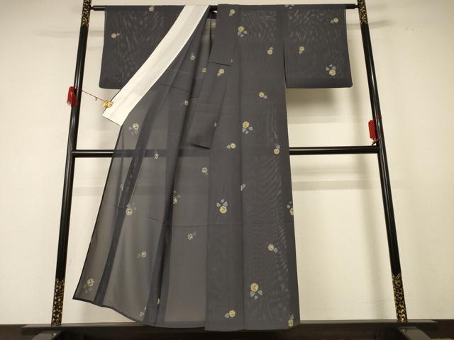 平和屋着物*夏物 小紋 絽 草花文 正絹 逸品 AABD8969jd