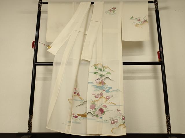平和屋着物*夏物 訪問着 絽 花鳥文 銀彩 正絹 逸品 AABD8970jd