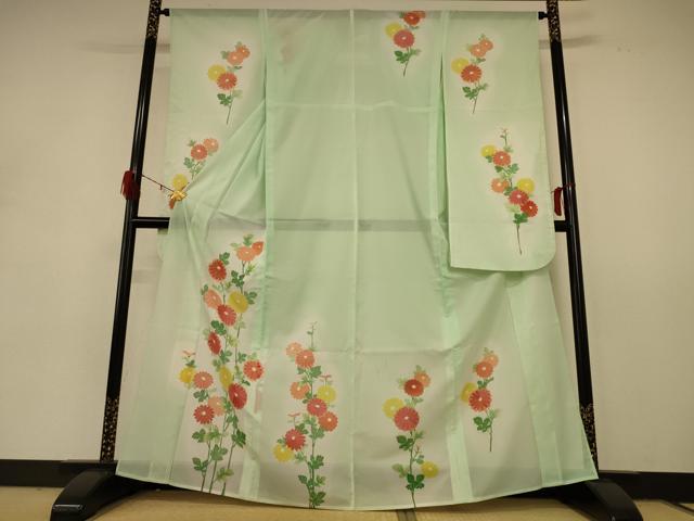 平和屋着物*夏物 振袖 絽 草花文 洗える着物 AABD8979jd