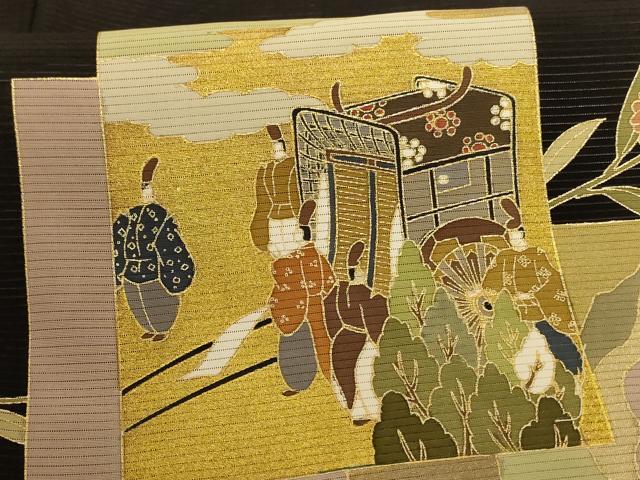 平和屋着物*夏物 黒留袖 絽 色紙人物花文 金彩 正絹 逸品 AABD8983jd
