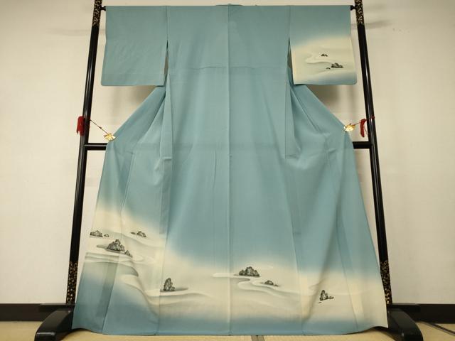 平和屋着物*夏物 訪問着 絽 風景文 暈し染め ロング丈 正絹 逸品 AABD8993jd
