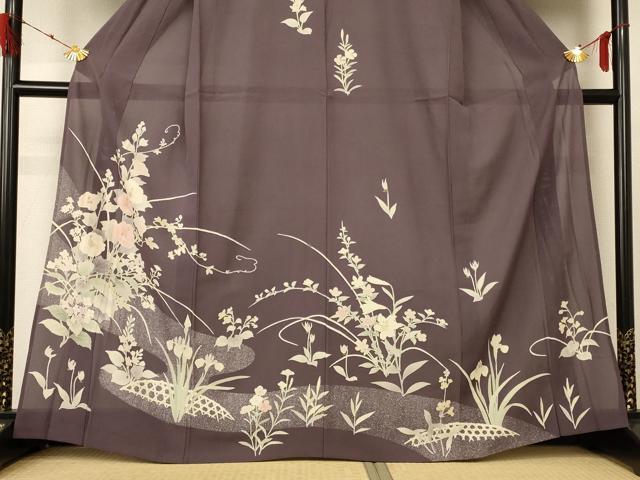 平和屋着物*夏物 訪問着 絽 草花文 金彩 正絹 逸品 AABD8998jd