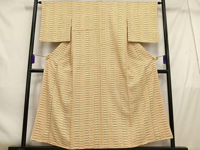 平和屋着物■上質な小紋 変わり縞 正絹 逸品 AABD9037oa