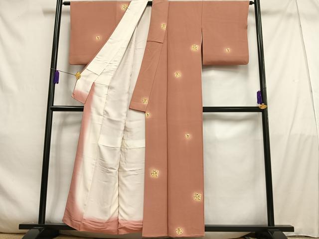 平和屋着物■上質な小紋 色紙枝花文 蛍暈し 金彩 正絹 逸品 AABD9048oa