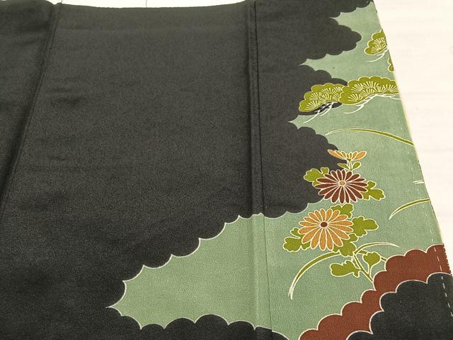 平和屋着物■豪華黒留袖 駒刺繍 屏風松竹梅文 金銀糸 金彩 正絹 逸品 AABD9125oa