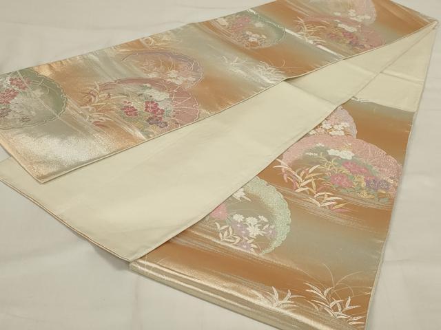 平和屋着物◎六通柄袋帯 唐織 雪輪花文 金銀糸 正絹 逸品 AABD9291ou
