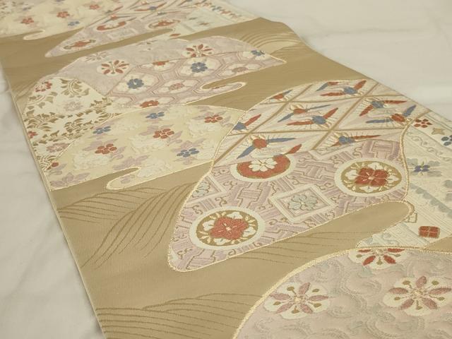 平和屋着物◎六通柄袋帯 唐織 遠山吉祥文 花兎 正絹 逸品 AABD9294ou