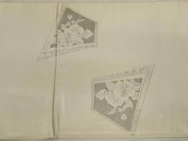 平和屋着物◎太鼓柄袋帯 草花文 銀彩 正絹 逸品 AABD9298ou