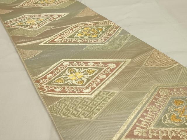 平和屋着物◎六通柄袋帯 花菱 金糸 正絹 逸品 AABD9315ou