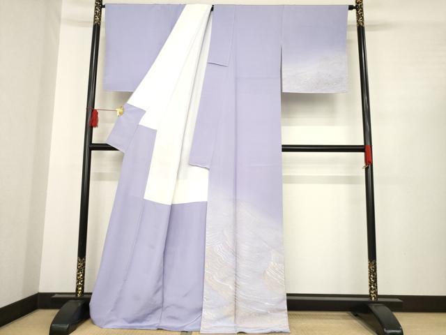 平和屋着物●訪問着 寿光織 砂丘 暈し染め 金銀糸 正絹 逸品 AABD9356ck