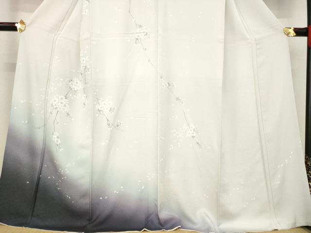 平和屋着物●染織界の匠 村松祥三 訪問着 彩?紙染 手描き 枝桜 暈し染め 正絹 逸品 AABD9369ck