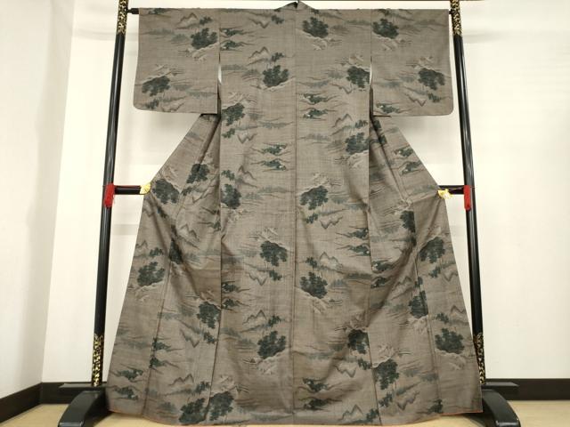 平和屋着物●本場大島紬 カタス9マルキ 風景文 正絹 逸品 AABD9383ck