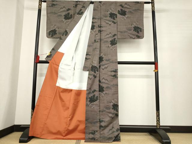 平和屋着物●本場大島紬 カタス9マルキ 風景文 正絹 逸品 AABD9383ck