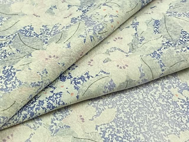 平和屋着物▽上質な小紋 単衣 手描き 草花文 暈し染め 正絹 逸品 AABD9408jh