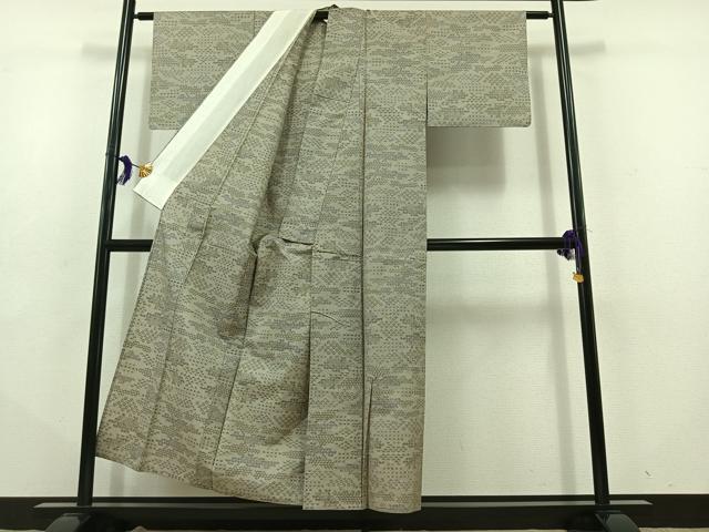 平和屋着物▽本場大島紬 薩摩結城 単衣 7マルキ 幾何学文様 正絹 逸品 AABD9413jh