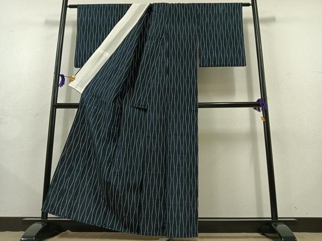 平和屋着物▽上質な紬 単衣 立涌文 正絹 逸品 AABD9414jh
