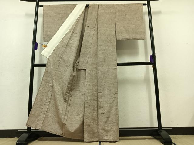 平和屋着物▽上質な紬 単衣 霞文 正絹 逸品 AABD9430jh