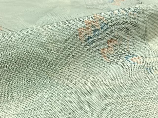 平和屋着物▽上質な紬 単衣 飛鶴文 正絹 逸品 AABD9436jh