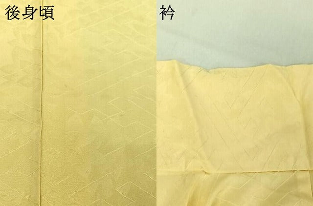 平和屋着物▽上質な色無地 単衣 草花地紋 鳥の子色 正絹 逸品 AABD9476jh