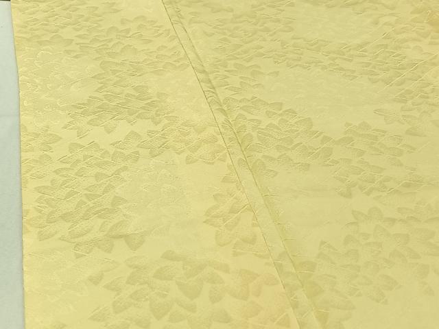平和屋着物▽上質な色無地 単衣 草花地紋 鳥の子色 正絹 逸品 AABD9476jh