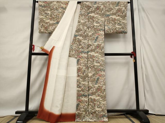 平和屋着物■上質な小紋 風景花文 正絹 逸品 AABD9590st