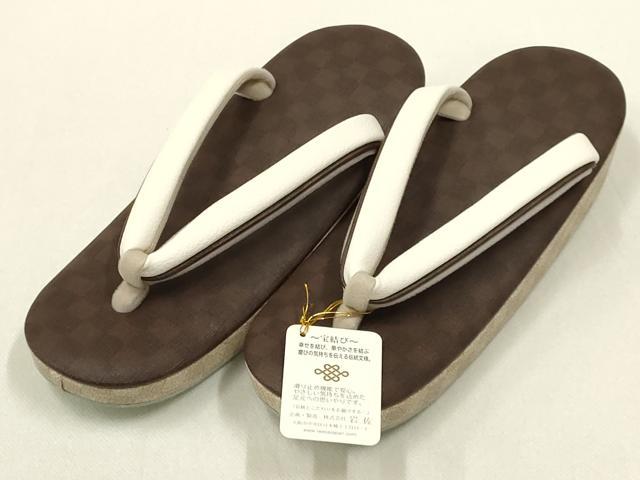平和屋着物●IWASA 和装小物 和装草履 市松模様 Lサイズ 逸品 未使用 AABD9713ay