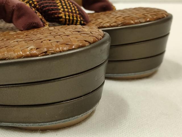 平和屋着物●和装小物 和装草履 網代 本漆 花緒:五嶋紐 逸品 未使用 AABD9717ay