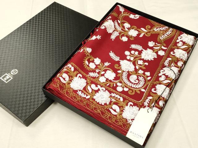 平和屋着物○和装小物 OKAJIMA 岡重謹製 ショール ストール インド刺繍