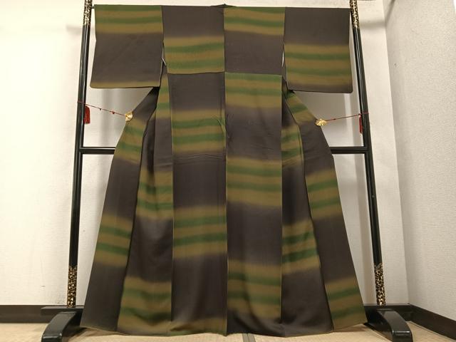 平和屋着物●上質な小紋 段違い文 暈し染め 正絹 逸品 AABD9833ph