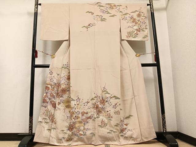 平和屋着物●訪問着 草花文 金彩 正絹 逸品 AABD9848ph