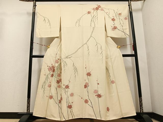 平和屋着物●訪問着 駒刺繍 梅笹 金彩 正絹 逸品 未使用 AABD9857ph